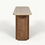 Консоль с овальной столешницей и фактурным деревянным основанием Enzo варинант исполнения - 1 | Loft Concept в Кирове