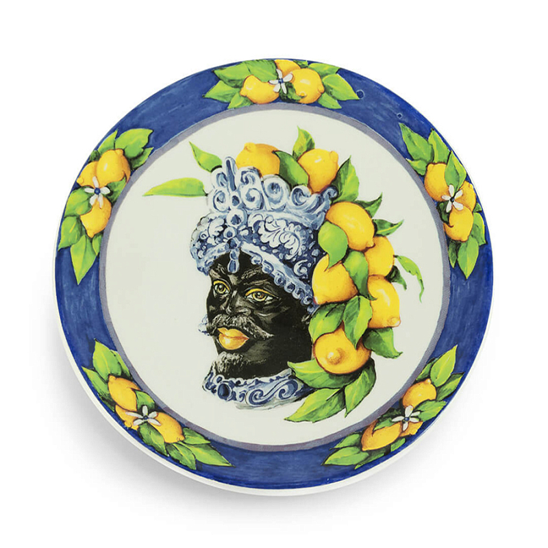 Тарелка Abhika PLATE MORO HEAD SMALL D 15,5 Blue Темно-синий Желтый Тарелка Abhika PLATE MORO HEAD SMALL D 15,5 Blue Темно-синий Желтый в Кирове | Loft Concept