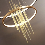 Люстра подвесная с 2-мя круглыми подвесами в черном и золотистом цвете и вертикальными подвесками Ring Horizontal варинант исполнения - 3 | Loft Concept в Кирове