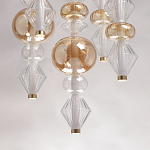 Люстра с плафонами из прозрачного и янтарного стекла в виде шаров и ромбов Gabriel Scott Luna варинант исполнения - 10 | Loft Concept в Кирове