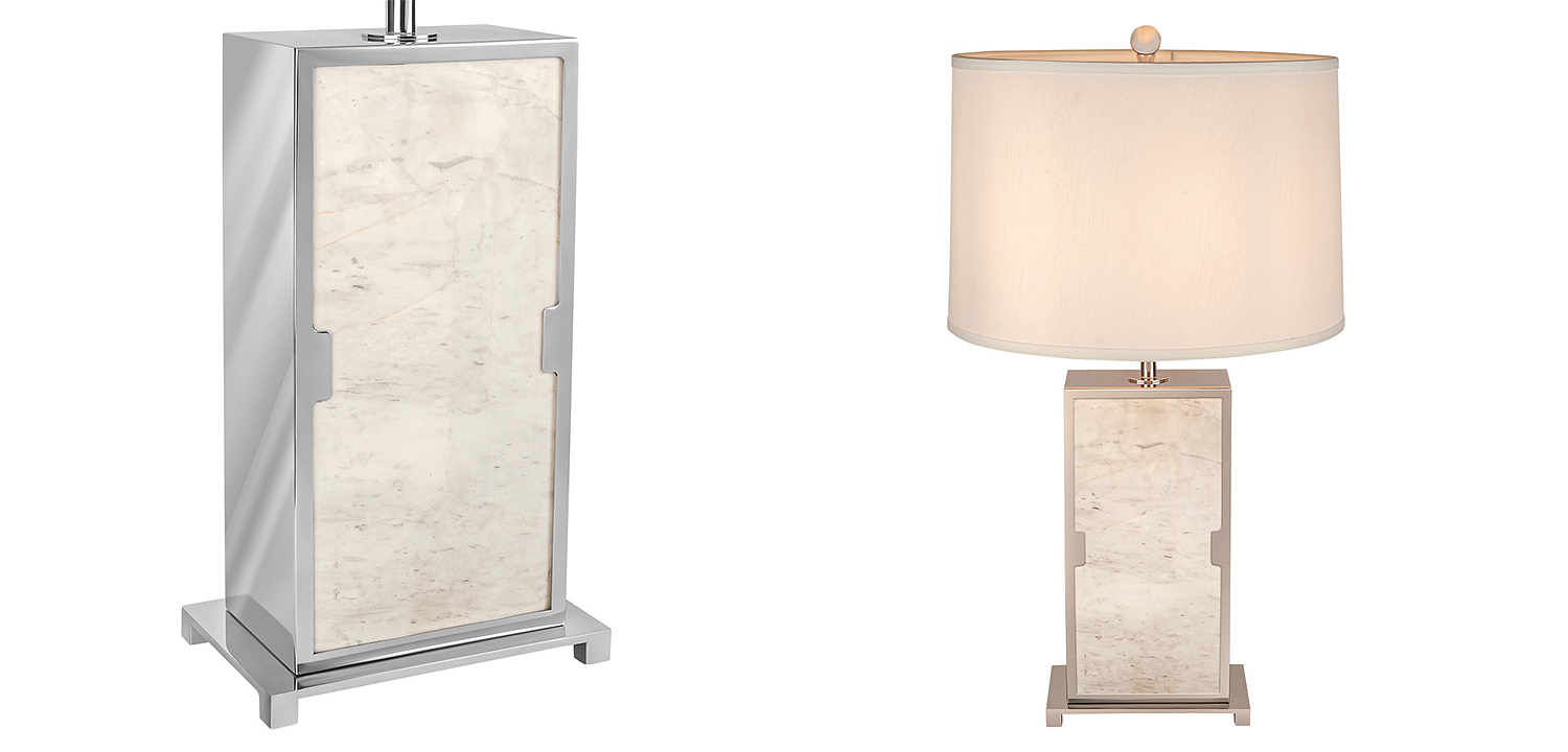 Настольная лампа с абажуром Wilbur Chrome Marble Table Lamp Настольная лампа с абажуром Wilbur Chrome Marble Table Lamp - Loft-Concept в Кирове