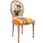 Стул бежевый в разноцветную полоску из натурального бука с изображением птиц и цветов Blooming Birds Colorful Stripes Chair варинант исполнения - 2 | Loft Concept в Кирове