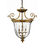 Люстра подвесная цвета латунь с прозрачным стеклянным плафоном и тремя лампами в классическом стиле на цепи Hinkley варинант исполнения - 1 | Loft Concept в Кирове