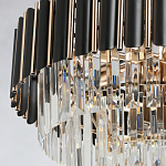 Люстра из черного металла с многоярусными подвесками из прозрачного хрусталя на золотой цепи Empire Black Chandelier Crystal варинант исполнения - 5 | Loft Concept в Кирове