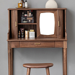 Туалетный стол деревянный с ящиком и зеркалом Moon Walnut Furniture варинант исполнения - 5 | Loft Concept в Кирове