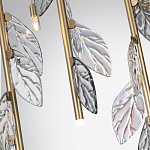 Люстра с золотистыми трубками и прозрачными стеклянными листьями на подвесах Sylva  варинант исполнения - 7 | Loft Concept в Кирове