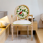 Стул с подлокотниками золотистый из бука с изображением птиц и цветов Blooming Red Birds варинант исполнения - 3 | Loft Concept в Кирове