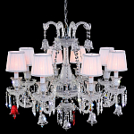 Люстра с 8-ю белыми текстильными абажурами и хрустальными подвесками Lustre Reverie варинант исполнения - 1 | Loft Concept в Кирове