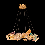 Люстра круглая на золотом каркасе с птичками и цветочным декором Miscellaneous herbs варинант исполнения - 1 | Loft Concept в Кирове