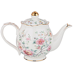 Чайник из фарфора белый с цветочным принтом Flower Porcelain Collection варинант исполнения - 1 | Loft Concept в Кирове