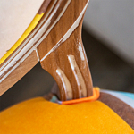 Стул бежевый в разноцветную полоску из натурального бука с изображением птиц и цветов Blooming Birds Colorful Stripes Chair варинант исполнения - 9 | Loft Concept в Кирове