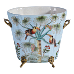 Кашпо из голубого фарфора с бронзовыми элементами Blue Garden варинант исполнения - 1 | Loft Concept в Кирове