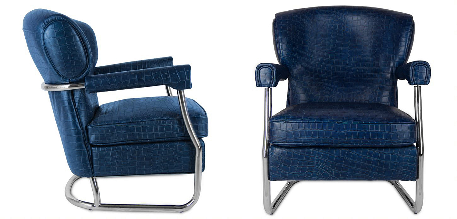 Кресло Eggert Armchair blue leather Кресло Eggert Armchair blue leather - Loft-Concept в Кирове
