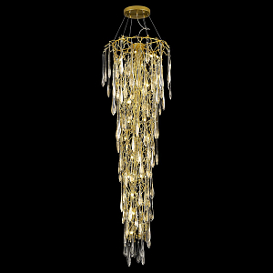 Большая вертикальная люстра Frozen drop Золотистая