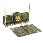 Настольный письменный набор из змеевика с гербом России Successful Leader варинант исполнения - 3 | Loft Concept в Кирове