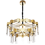 Двухъярусная люстра с прямоугольными хрустальными плафонами Glass Rectangles Gold Chandelier 76 варинант исполнения - 2 | Loft Concept в Кирове