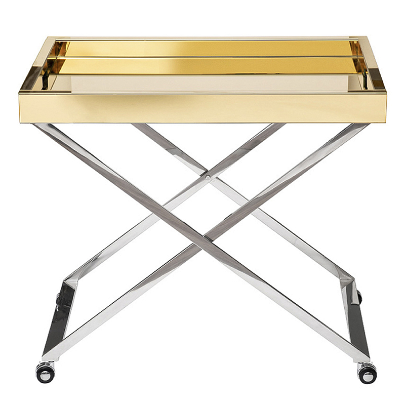 Стол сервировочный с зеркальной золотой столешницей Splendid Serving Table Золотой Хром Стол сервировочный с зеркальной золотой столешницей Splendid Serving Table Золотой Хром в Кирове | Loft Concept
