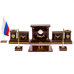 Настольный письменный набор с часами и визитницами из природного камня обсидиана Royal Present варинант исполнения - 1 | Loft Concept в Кирове