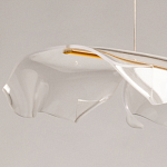 Люстра линейная с 3-мя белыми волнистыми плафонами Wave Line варинант исполнения - 8 | Loft Concept в Кирове