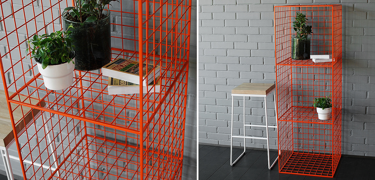 Стеллаж Carney Orange Industrial Metal Rust Rack Стеллаж Carney Orange Industrial Metal Rust Rack - Loft-Concept в Кирове
