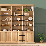 Книжный шкаф из массива сосны с металлической лестницей Burton Wood Cabinet варинант исполнения - 8 | Loft Concept в Кирове