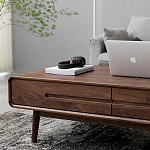 Кофейный стол из массива дерева с выдвижными ящиками Coffee Walnut Table варинант исполнения - 5 | Loft Concept в Кирове