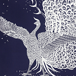 Обои ручная роспись в стиле Арт-деко Whistler Peacocks Special Colourway on Empire Blue dyed silk варинант исполнения - 2 | Loft Concept в Кирове