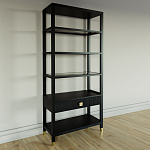 Стеллаж Elsa Dreams Black со стеклянными полками и ящиком варинант исполнения - 1 | Loft Concept в Кирове