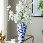 Ваза с бело-синей росписью и изображением цветов Blue & White Ornament варинант исполнения - 4 | Loft Concept в Кирове