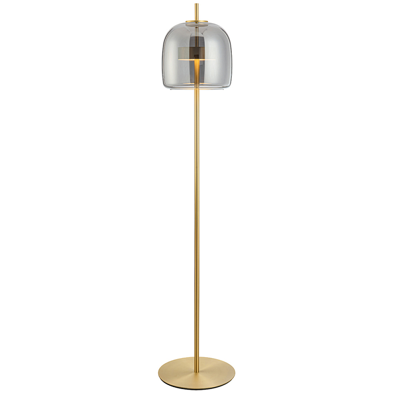 Торшер Blanton Smoky Brass Floor Lamp Стекло Смок Золотой Торшер Blanton Smoky Brass Floor Lamp Стекло Смок Золотой в Кирове | Loft Concept