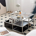 Дизайнерский журнальный стол квадратный с полками Akydy варинант исполнения - 1 | Loft Concept в Кирове