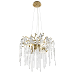 Люстра подвесная круглая в виде ветвей деревьев бронзового цвета с прозрачными подвесками-каплями Droplet Chandelier варинант исполнения - 1 | Loft Concept в Кирове