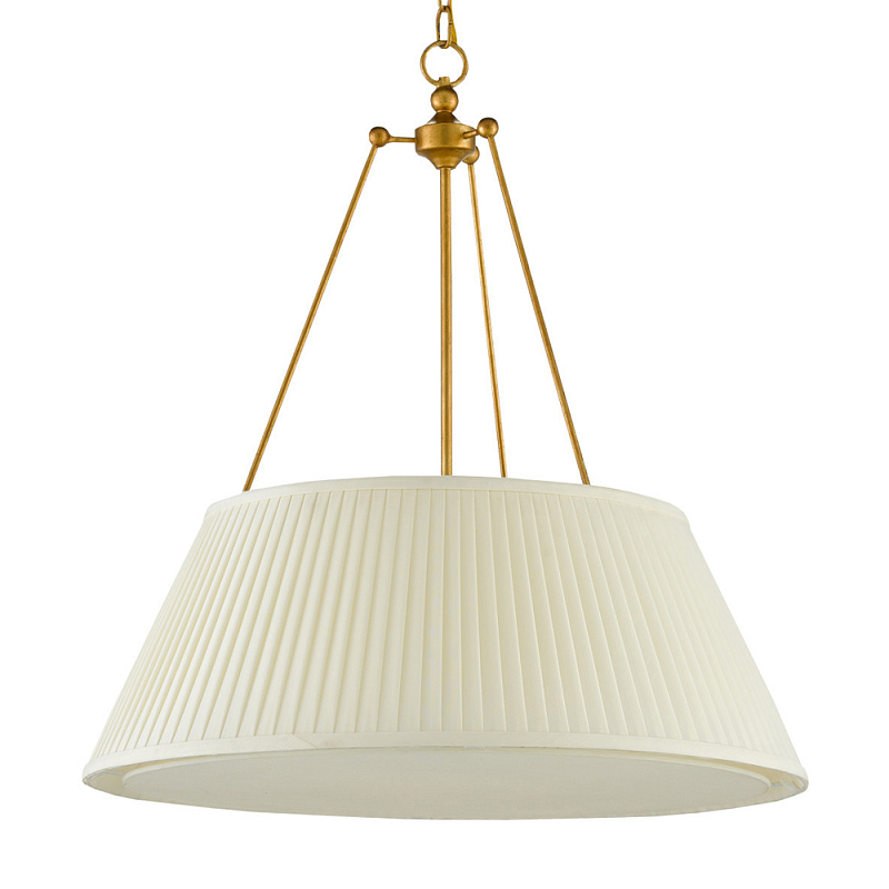 Подвесной светильник светодиодный с фактурным тканевым конусообразным абажуром White Fabric Lampshade Золотой Белый в Кирове | Loft Concept 