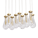 Люстра с 9-ю прозрачными стеклянными плафонами в форме капли Lucid Rain  варинант исполнения - 1 | Loft Concept в Кирове