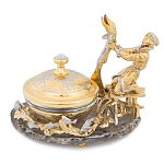 Икорница с декором "Емеля" с гравировкой на подставке из натурального камня Агат Decorative Cavair Dishes варинант исполнения - 3 | Loft Concept в Кирове