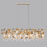 Люстра линейная с подвесками в форме монеток и золотистыми круглыми элементами из металла в виде лепестков FAIRYTREE Light варинант исполнения - 4 | Loft Concept в Кирове