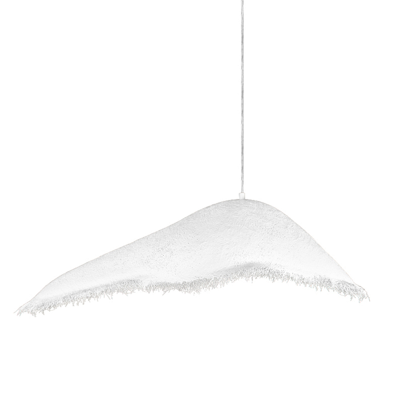 Подвесной светильник с асимметричным волнообразным абажуром и фактурной бахромой по краю Tactile Line Белый в Кирове | Loft Concept 