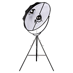 Торшер в виде прожектора с круглым тканевым абажуром на треноге черного цвета Radiance Éclat варинант исполнения - 2 | Loft Concept в Кирове