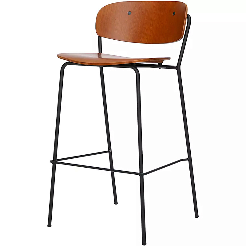 Стул барный на железных ножках Chair Space Arrangement без подлокотников Орех Черный Стул барный на железных ножках Chair Space Arrangement без подлокотников Орех Черный в Кирове | Loft Concept