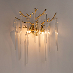 Бра золотого цвета с разветвленными ветвями и длинными прозрачными подвесками в форме стеклянных сосулек Droplet Chandelier варинант исполнения - 2 | Loft Concept в Кирове