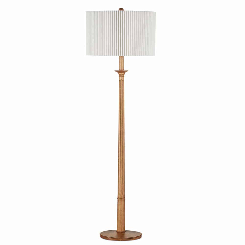 Торшер с фактурным абажуром на деревянном основании Pleated Floor Lamp Торшер с фактурным абажуром на деревянном основании Pleated Floor Lamp в Кирове | Loft Concept