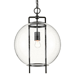 Подвесной светильник в форме шара из прозрачного стекла на линейном черном каркасе  Glass Ball with Seeds варинант исполнения - 2 | Loft Concept в Кирове