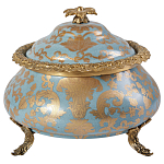 Шкатулка голубого цвета с золотым растительным узором Eden Garden варинант исполнения - 1 | Loft Concept в Кирове