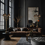 Настольная лампа на металлическом основании бронзового цвета с 4-мя черными конусовидными абажурами Dignity варинант исполнения - 5 | Loft Concept в Кирове