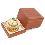 Икорница c декором "Три стерлядки" с гравировкой и натуральным камнем Малахит Decorative Cavair Dishes варинант исполнения - 3 | Loft Concept в Кирове