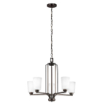 Люстра бронзового цвета с 5-ю матовыми стеклянными плафонами Generation Lighting варинант исполнения - 2 | Loft Concept в Кирове