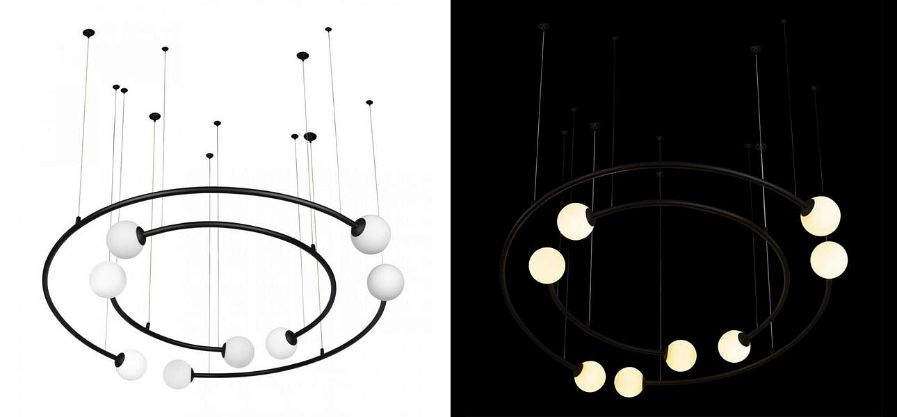 Дизайнерская Модульная Люстра PLANETARY two rings Black 100 см Дизайнерская Модульная Люстра PLANETARY two rings Black 100 см - Loft-Concept в Кирове