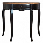 Консоль черная полукруглая из массива березы с ящиком и состаренным эффектом Vintage варинант исполнения - 1 | Loft Concept в Кирове