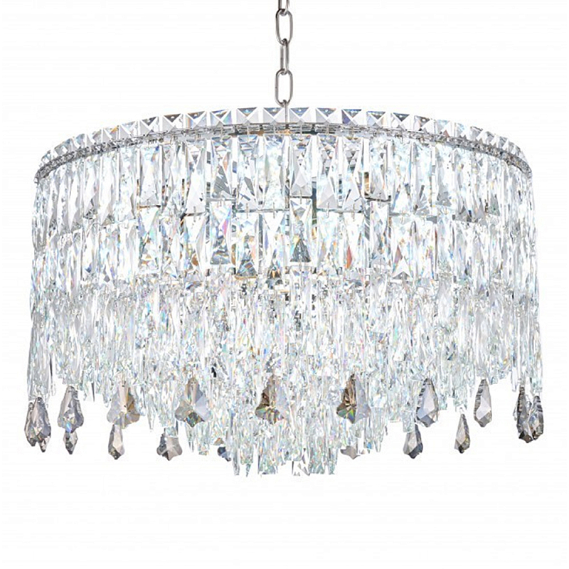 Люстра круглая с хрустальными подвесками на серебряном каркасе Roul Crystal Light Хром Прозрачный Люстра круглая с хрустальными подвесками на серебряном каркасе Roul Crystal Light Хром Прозрачный в Кирове | Loft Concept