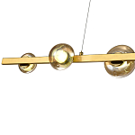 Люстра светодиодная линейная с 6-ю круглыми плафонами коньячного цвета Iona Chandelier Brass  варинант исполнения - 2 | Loft Concept в Кирове